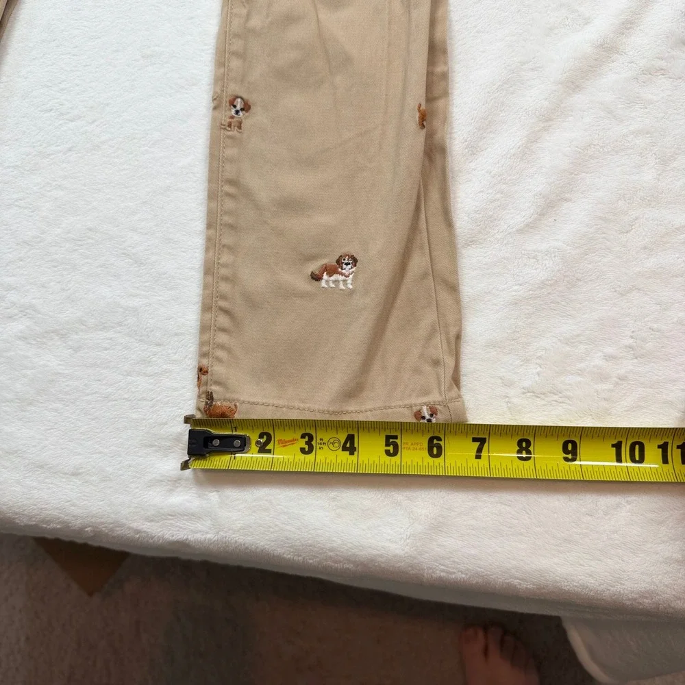 Gymboree Chino‎ Pants Girls Size 10 Tan Good Embroidered Dog Puppy Khaki Chinos